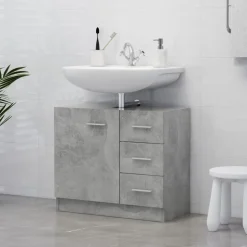 vidaXL underskab til håndvask 63x30x54 cm konstrueret træ betongrå