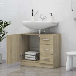 vidaXL underskab til håndvask 63x30x54 cm konstrueret træ sonoma-eg