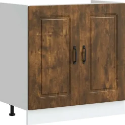 vidaXL underskab til vask Kalmar 80x46x81,5cm konstrueret træ røget eg