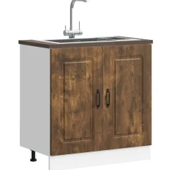 vidaXL underskab til vask Kalmar 80x46x81,5cm konstrueret træ røget eg