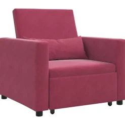 vidaXL Utrækkelig sovesofa enkelt med hjul Vinrød Fløjl
