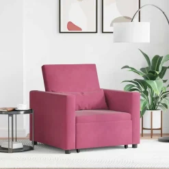 vidaXL Utrækkelig sovesofa enkelt med hjul Vinrød Fløjl