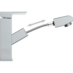 vidaXL vandhane m. udtræksfunktion til håndvask 157x172 mm kromfinish