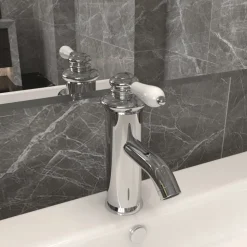 vidaXL vandhane til badeværelseshåndvask 130x180 mm kromfinish