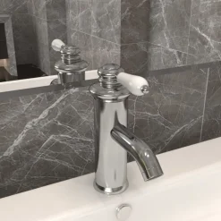 vidaXL vandhane til badeværelseshåndvask 130x180 mm sølvfarvet