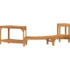 vidaXL Varme Badekar Omgivelse Halvrundt Brun 252 x 112 x 55,5 cm