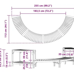 vidaXL Varme Badekar Omgivelse Halvrundt Brun 252 x 112 x 55,5 cm