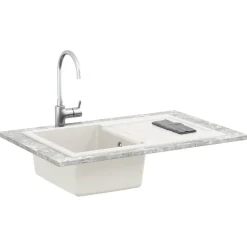 vidaXL Vask Hvid 780 x 500 mm 80% Kvarts og 20% Resin
