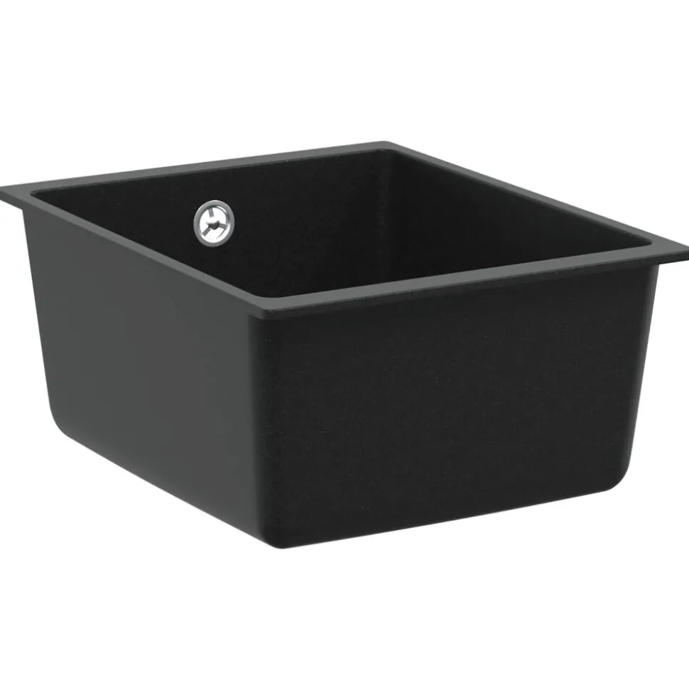 vidaXL Vask Sort 370 x 460 mm 80% Kvarts og 20% Resin