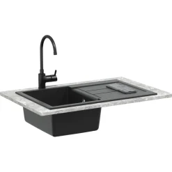 vidaXL Vask Sort 780 x 500 mm 80% Kvarts og 20% Resin
