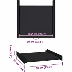 vidaXL Vaskemaskine Mellemhul Sort 60 x 60 x 8 cm Stål
