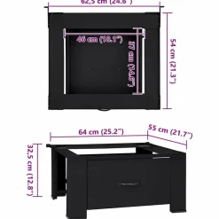 vidaXL Vaskemaskine Pedestal Sort 64 x 55 x 32,5 cm Stål