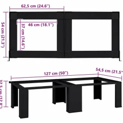 vidaXL Vaskemaskine Pedestal 2 pcs Sort 127 x 54,5 x 32,5 cm Stål