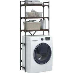 vidaXL vaskemaskinereol 67x25x163 cm konstrueret træ brunt egetræ