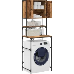 vidaXL Vaskemaskineskab Gammelt træ 68 x 48,5 x 194 cm Konstrueret træ