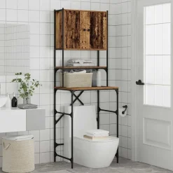 vidaXL Vaskemaskineskab Gammelt træ 68 x 48,5 x 194 cm Konstrueret træ