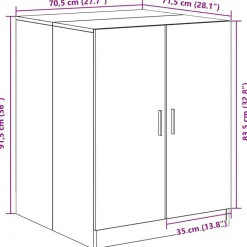 vidaXL Vaskemaskineskab Sort eg 70,5 x 71,5 x 91,5 cm Konstrueret træ