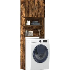 vidaXL vaskemaskineskab 64x24x190 cm konstrueret træ røget eg