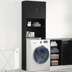vidaXL vaskemaskineskab 64x24x190 cm konstrueret træ sort egetræsfarve