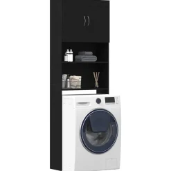 vidaXL vaskemaskineskab 64x24x190 cm konstrueret træ sort egetræsfarve