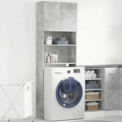 vidaXL vaskemaskineskab 64x24x190 cm konstrueret træ betongrå