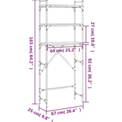 vidaXL vaskemaskineskab 67x25x163 cm konstrueret træ sort