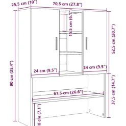 vidaXL vaskemaskineskab 70,5x25,5x90 cm kunsteg