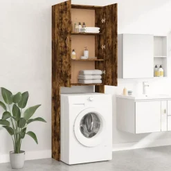 vidaXL vaskemaskineskab 64x25,5x190 cm røget egetræsfarve