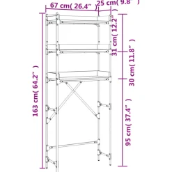 vidaXL vaskemaskineskab 67x25x163 cm konstrueret træ grå sonoma-eg