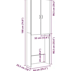 vidaXL vaskemaskineskab 64x25,5x190 cm antikt træ
