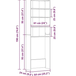 vidaXL vaskemaskineskab 64x24x190 cm røget egetræsfarve