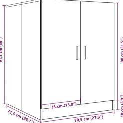 vidaXL vaskemaskineskab 71x71,5x91,5 cm røget egetræsfarve