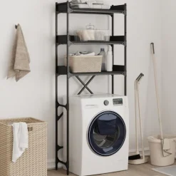 vidaXL vaskemaskineskab 67x25x163 cm konstrueret træ sort
