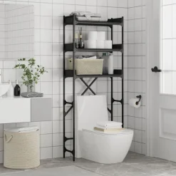 vidaXL vaskemaskineskab 67x25x163 cm konstrueret træ sort