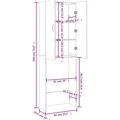 vidaXL vaskemaskineskab 64x25,5x190 cm betongrå