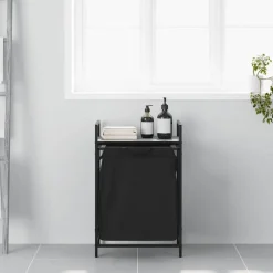 vidaXL vasketøjskurv 1 rum med hylde grå sonoma-eg