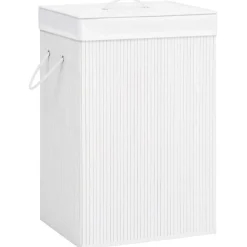 vidaXL vasketøjskurv med 2 rum 72 l bambus hvid