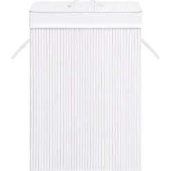 vidaXL vasketøjskurv med 2 rum 72 l bambus hvid