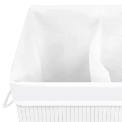 vidaXL vasketøjskurv med 2 rum 72 l bambus hvid