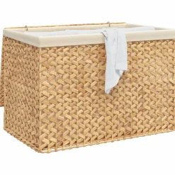 vidaXL vasketøjskurv med 3 rum 75x42,5x52 cm vandhyacint