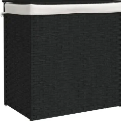 vidaXL vasketøjskurv med 2 sektioner 53x35x57 cm polyrattan sort