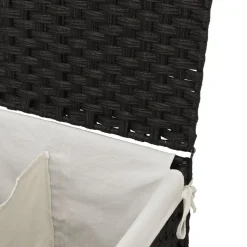 vidaXL vasketøjskurv med 2 sektioner 53x35x57 cm polyrattan sort