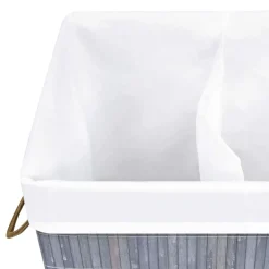 vidaXL vasketøjskurv med 2 rum 72 l bambus grå