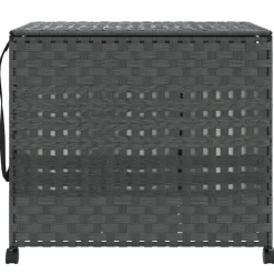 vidaXL vasketøjskurv med hjul 66x35x60 cm rattan grå