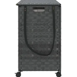 vidaXL vasketøjskurv med hjul 66x35x60 cm rattan grå