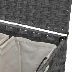 vidaXL vasketøjskurv med hjul 66x35x60 cm rattan grå