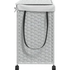 vidaXL vasketøjskurv med hjul 60x35x60,5 cm rattan hvid