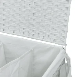 vidaXL vasketøjskurv med hjul 60x35x60,5 cm rattan hvid