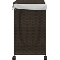 vidaXL vasketøjskurv med hjul 60x35x60,5 cm rattan mørkebrun