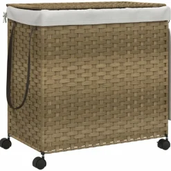 vidaXL vasketøjskurv med hjul 60x35x60,5 cm rattan